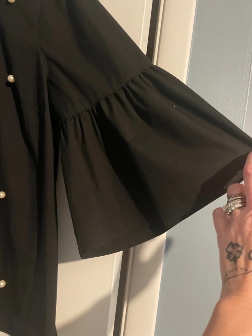 a.n.a Black Pearl-Embellished Bell Sleeve Blouse - Picture 5 of 7